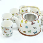 Ceramic Herbal Teapot Set with 6 Cups - Butterflies – view 2