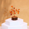 Carnelian Mini Gemstone Tree on Wood Base, 15 Stones