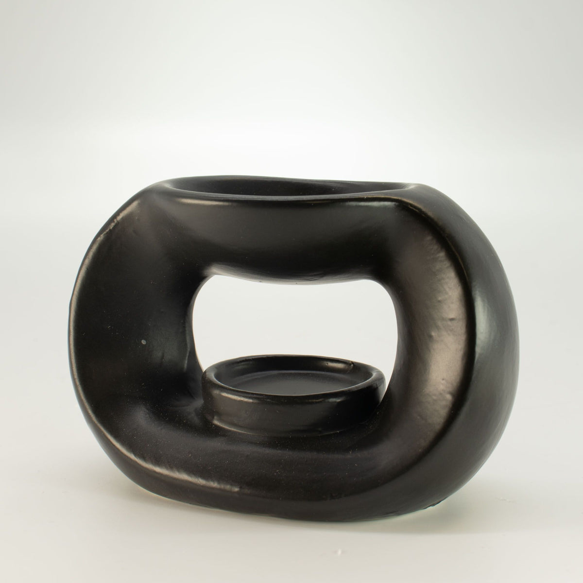 Ceramic Zen Oil Burner - Oval Pebble - Matt Black – view 3