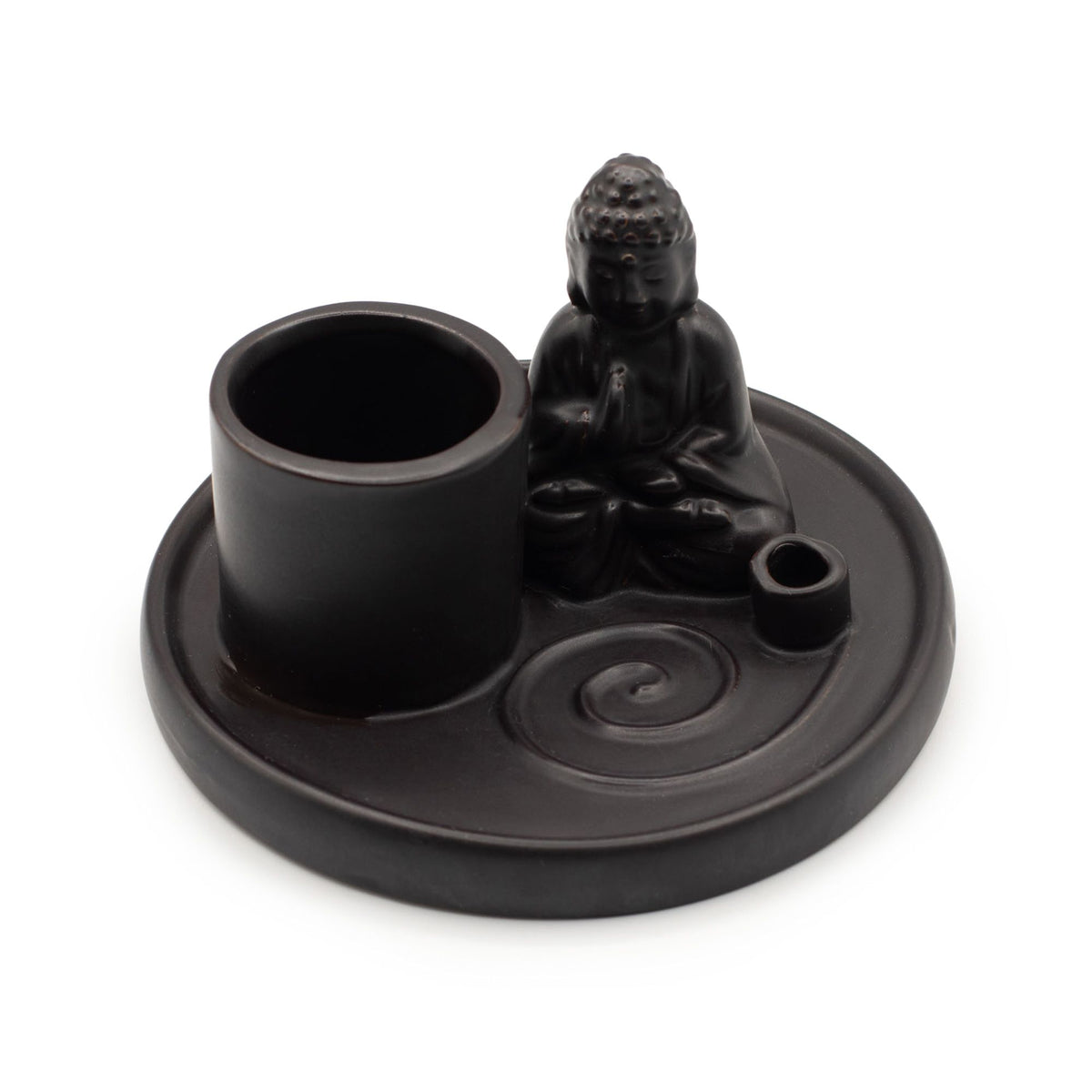 Ceramic Buddha Incense Plate - Matt Black – view 2