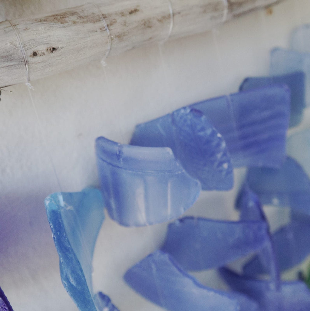 Recycled Glass Wind Chime - Three Sticks, All Blue – view 5