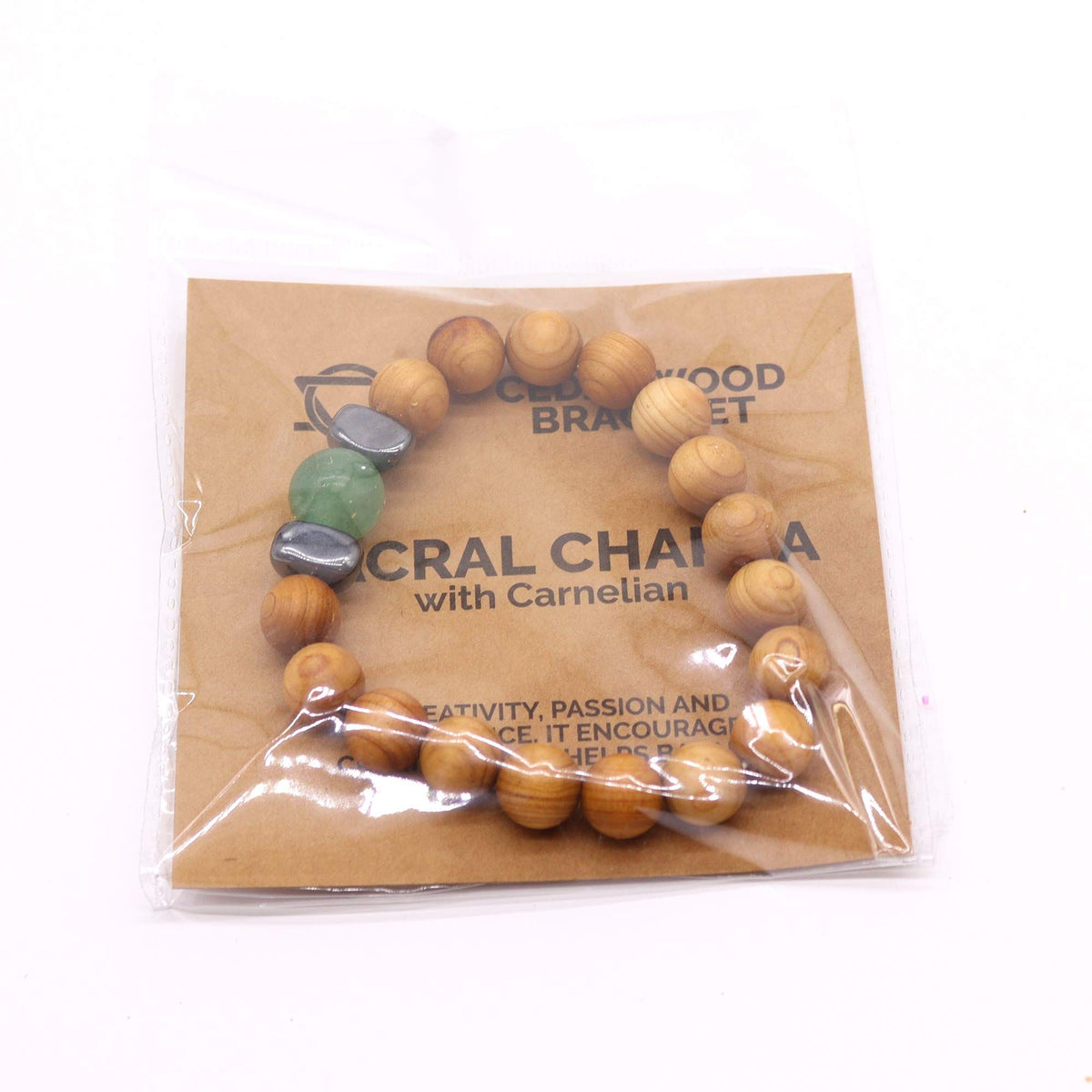 Cedarwood Sacral Chakra Bangle with Green Aventurine – view 2