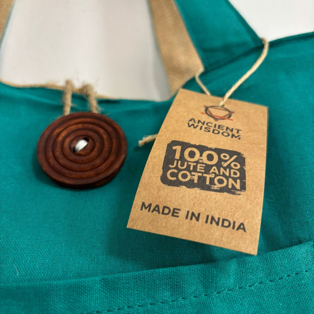 Reversible Jute and Cotton Big Bag in Teal – view 6