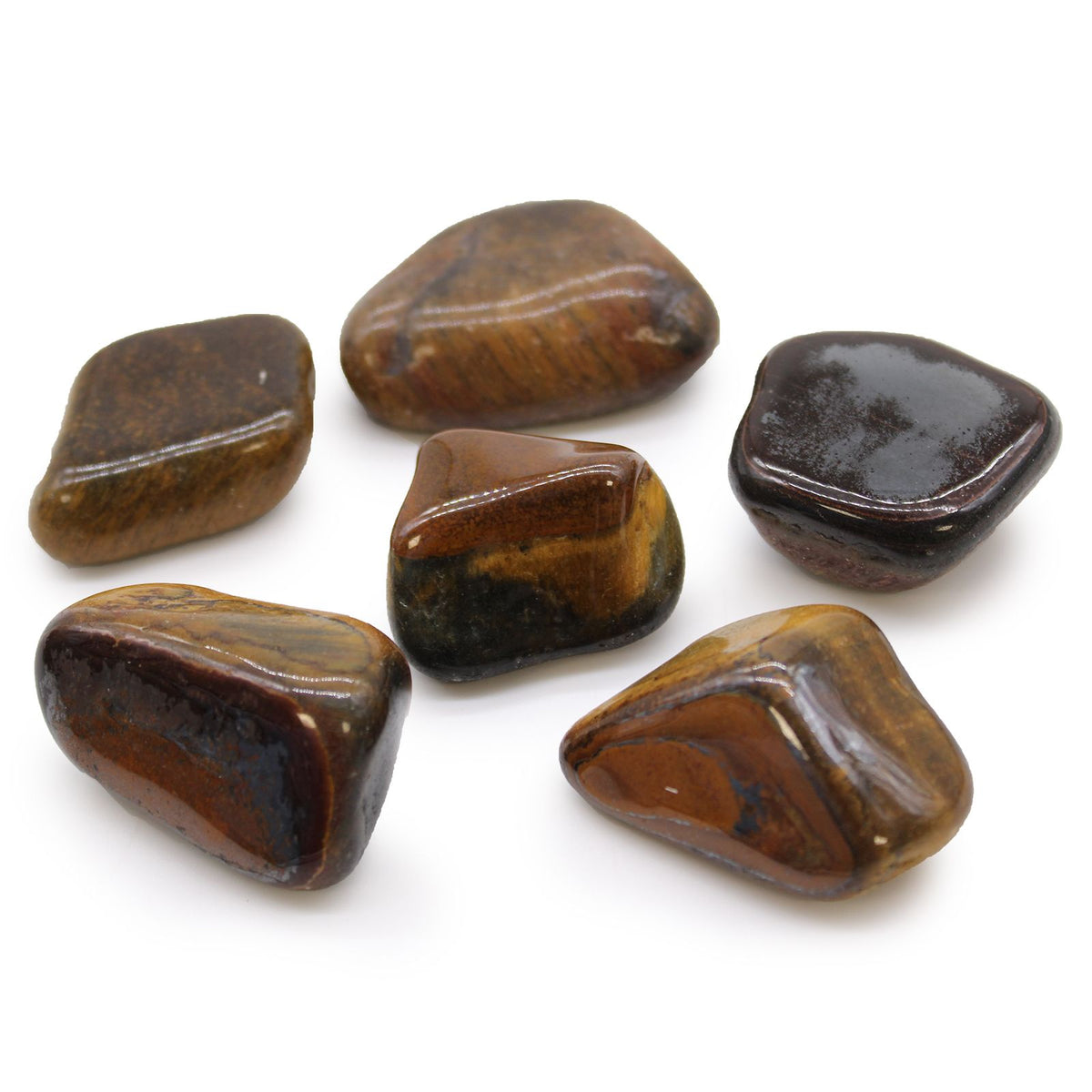 Bag of 6 Large Variegated Tiger's Eye Tumble Stones – view 2