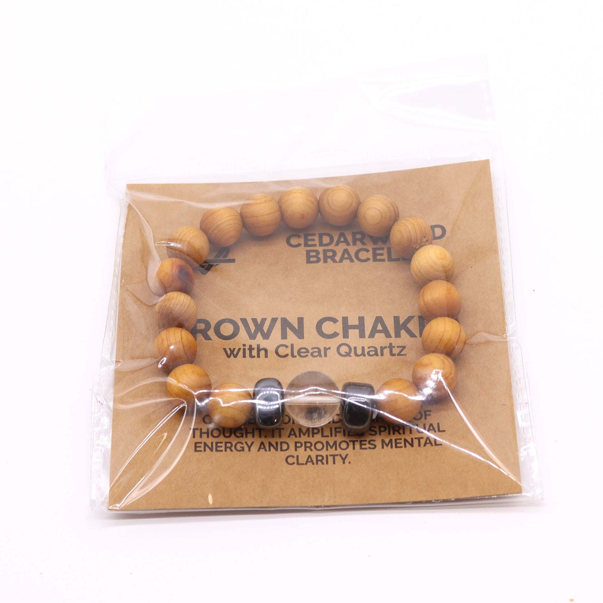 Cedarwood Crown Chakra Bangle with Clear Quartz – view 2