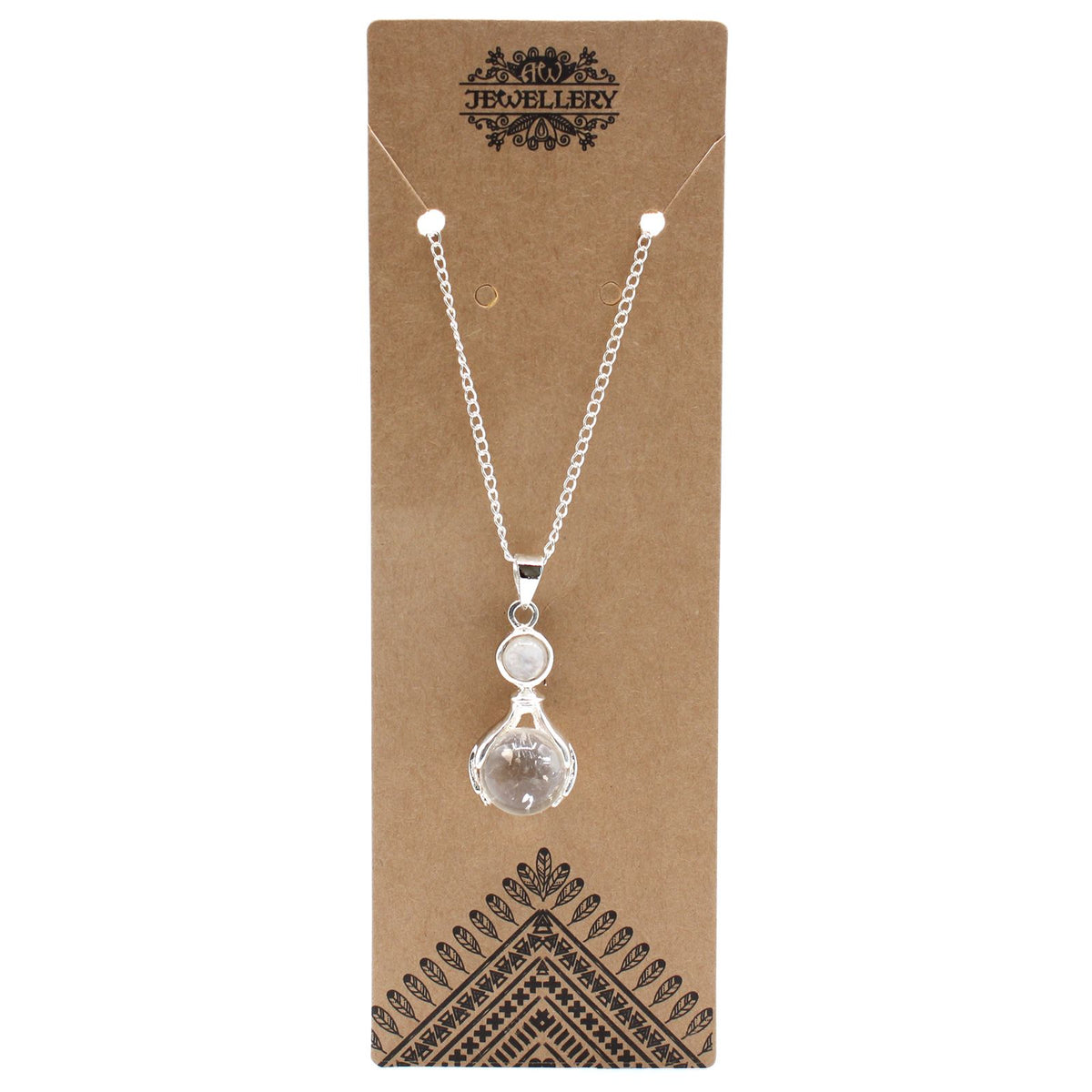 Rock Quartz Healing Hands Gemstone Pendant Necklace – view 3