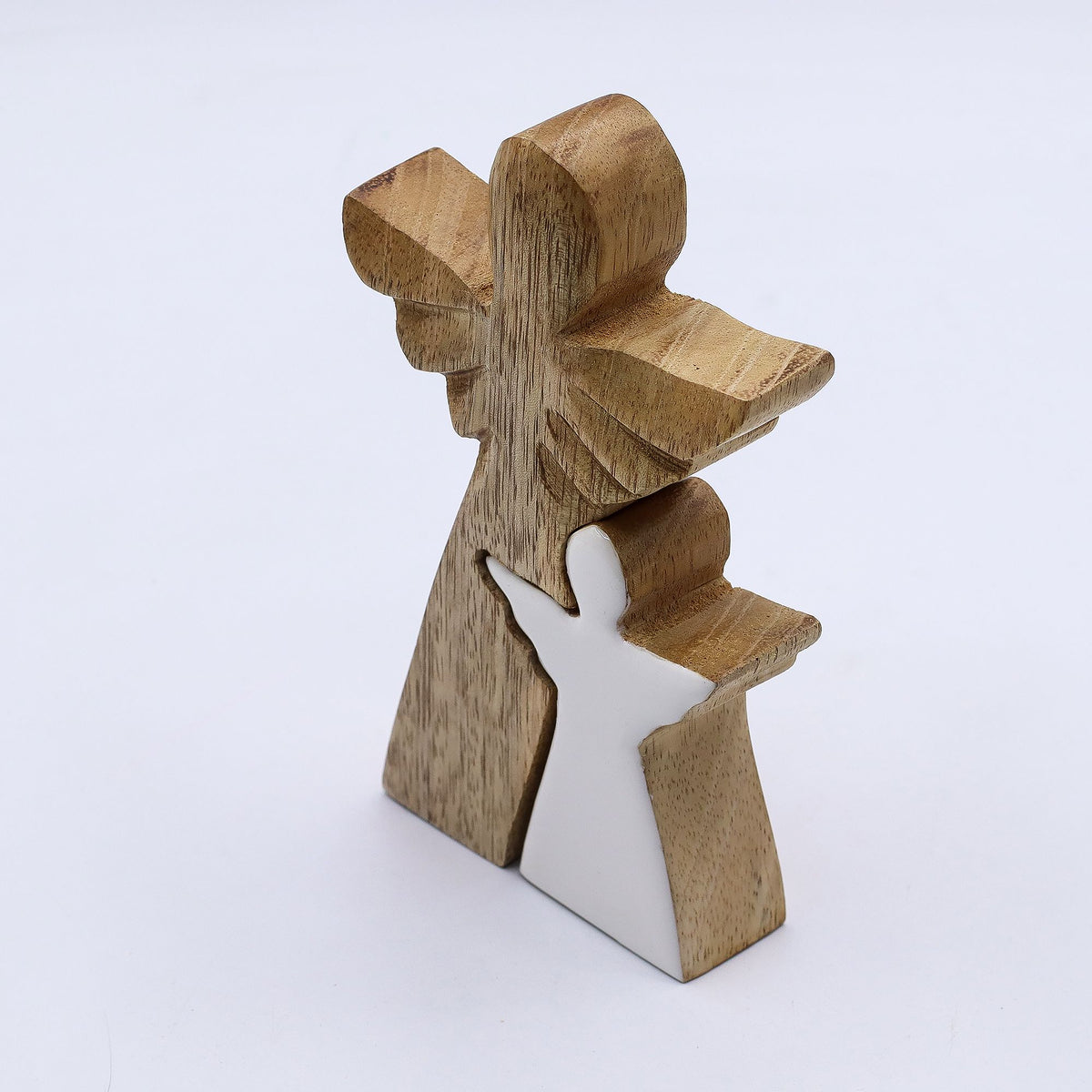 Mango Wood Angel in Angel, White Enamel, 15x2cm – view 3