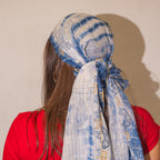 Nomad Sari Blue Marbella Print Scarf with Gold (180 x 50 cm) – view 3
