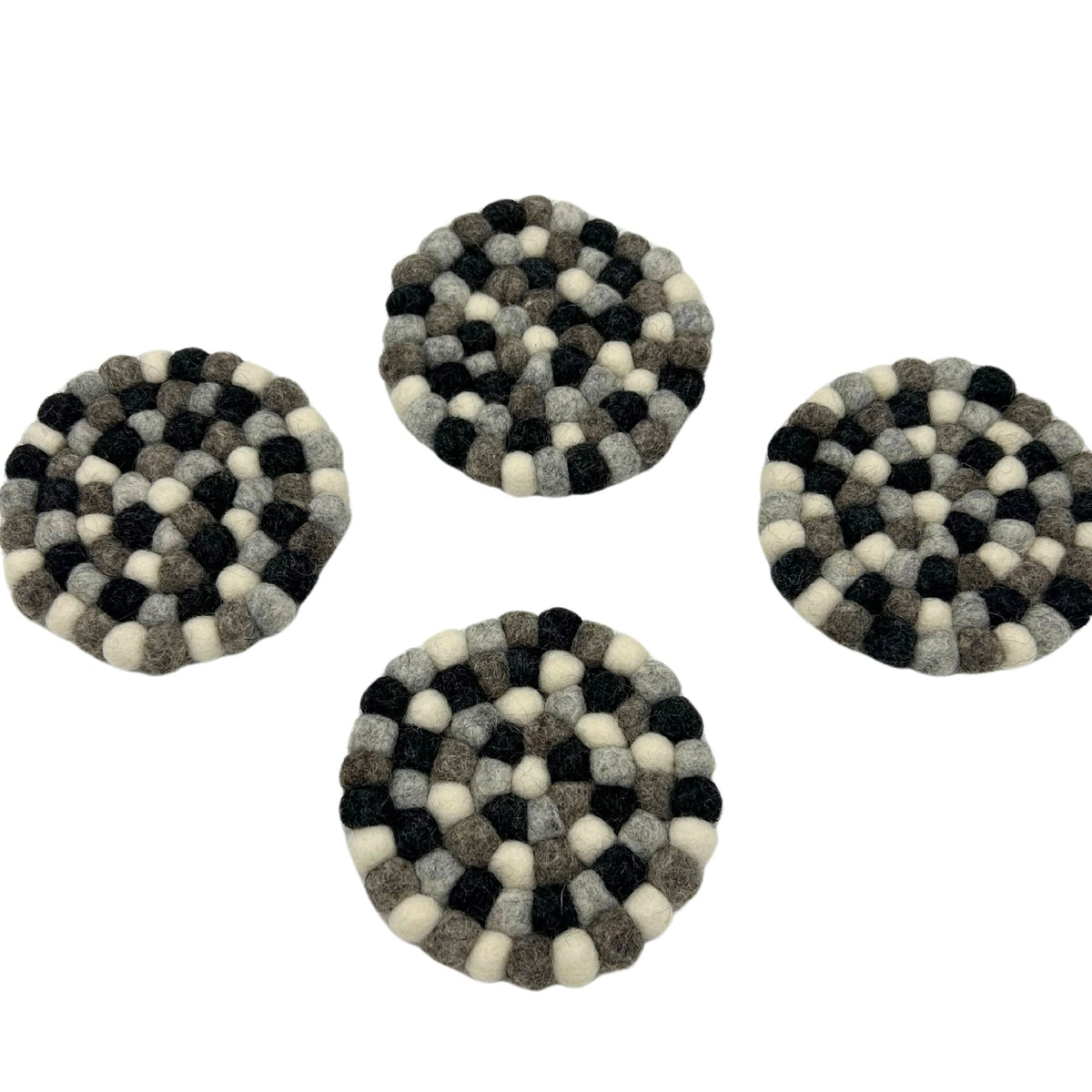 Felt Ball Round Coasters 10cm - Grey Multi (Set of 4) – view 2