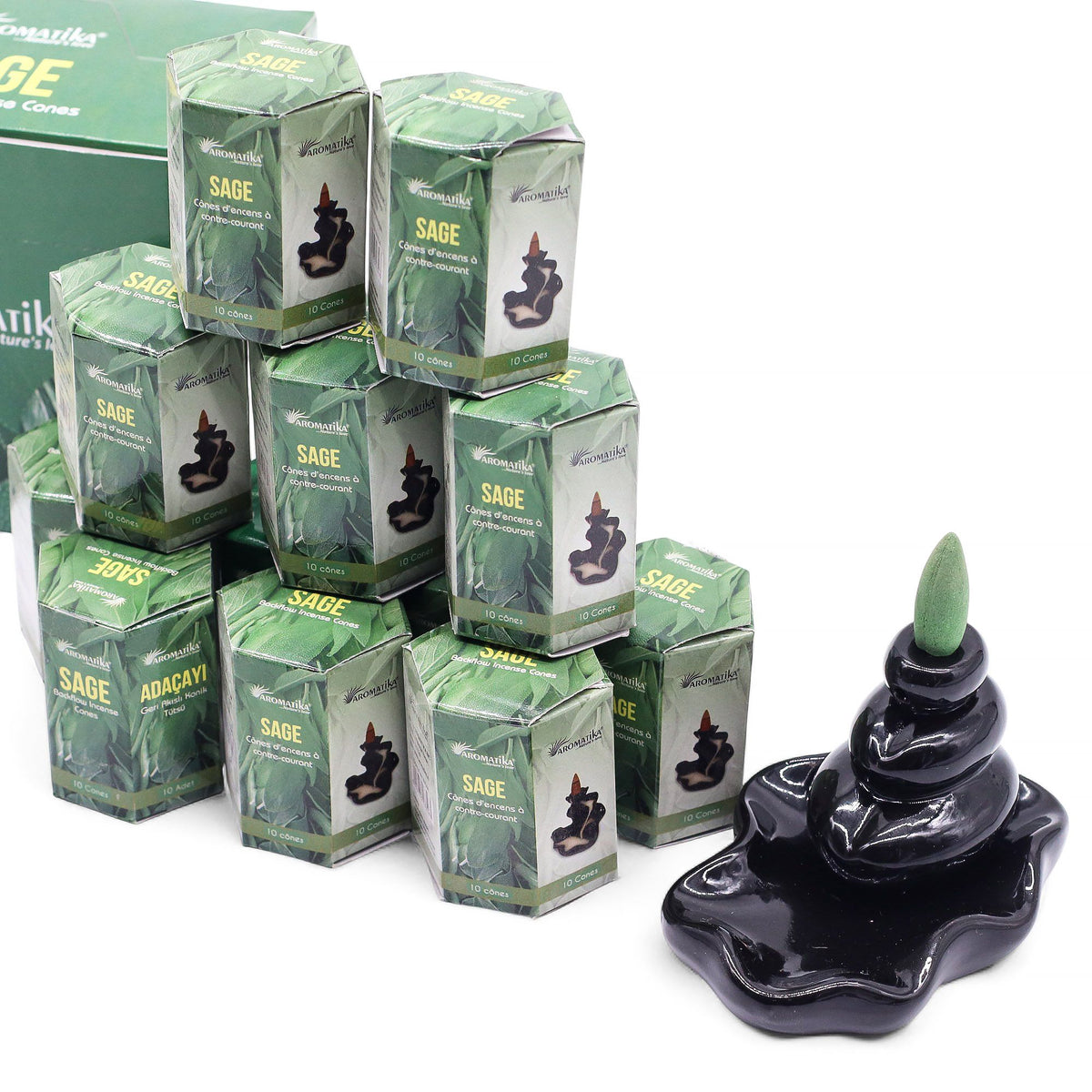 Aromatika Sage Backflow Incense Cones Pack of 10 – view 2