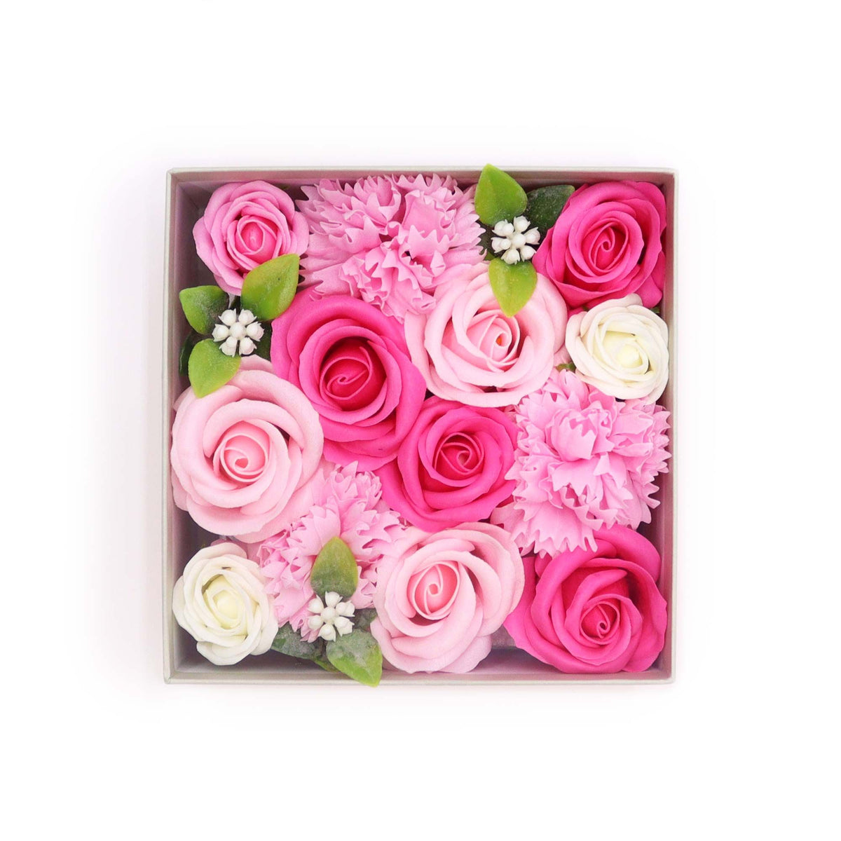 Square Soap Flower Gift Box - Baby Blessings Pink