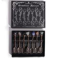 Set of 7 Gemstone Crystal Spoons in Bronze Tone