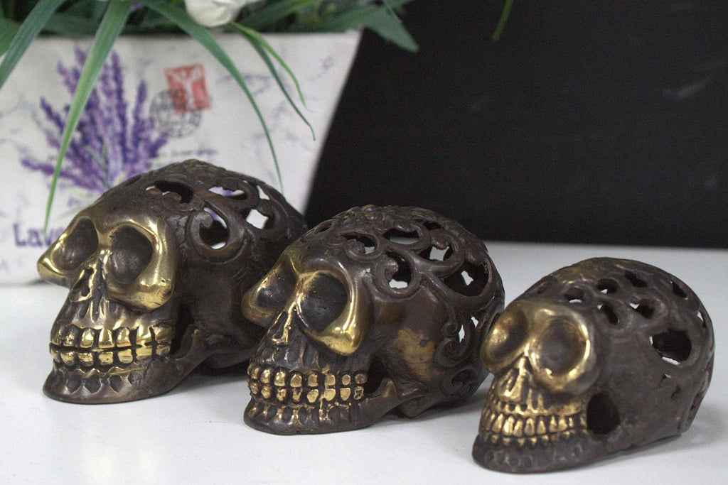 Vintage-Finish Brass Skull – Medium – view 4