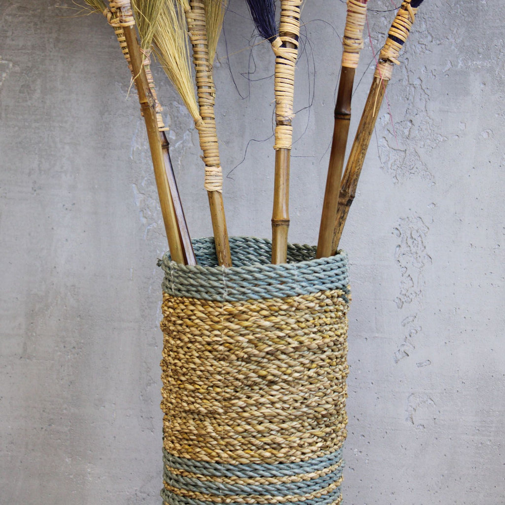 Seagrass and Grey Raffia Vase and Bin Set (2 Vases, 2 Bins) – view 3