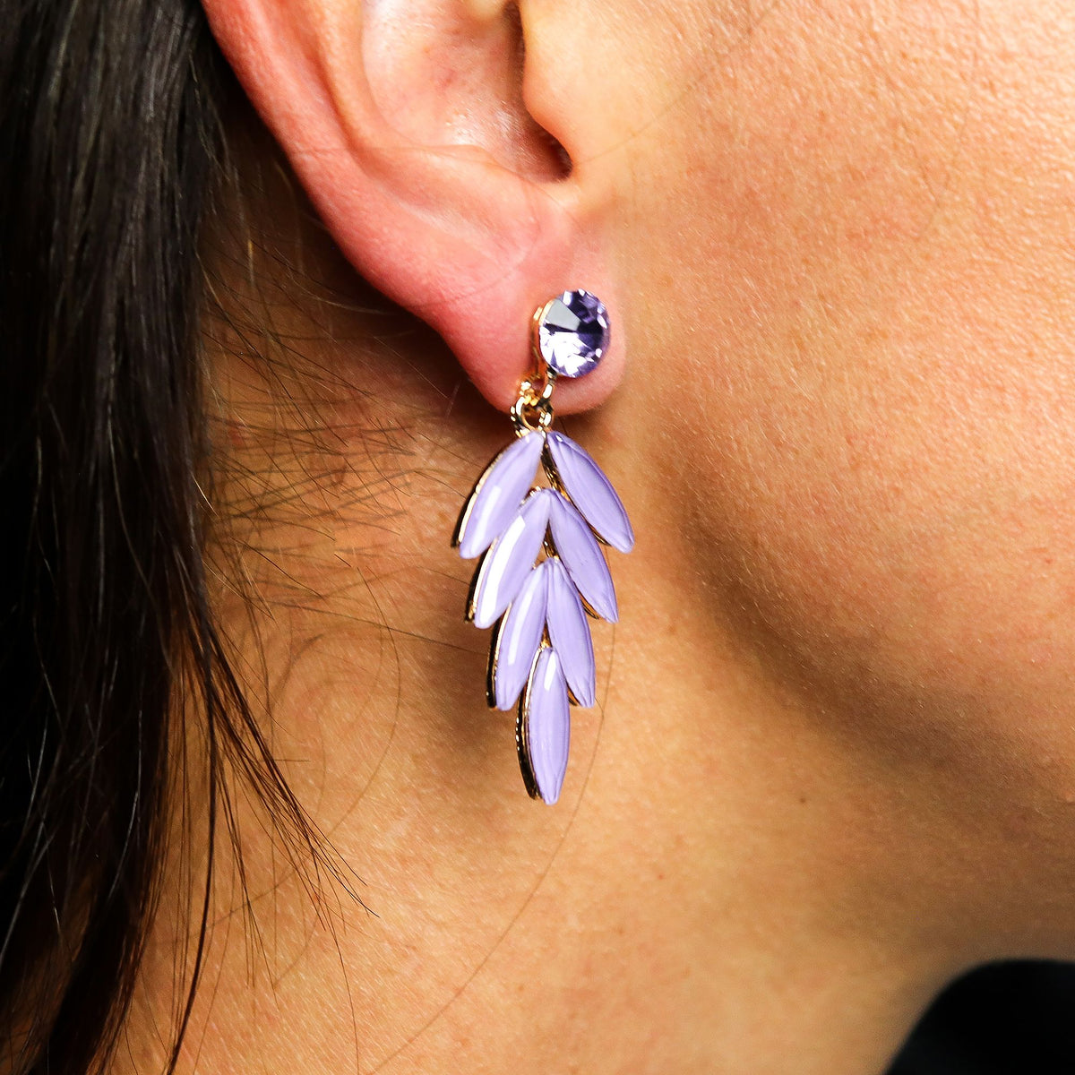 Nymph Lavender Fairy Glass Earrings – view 2