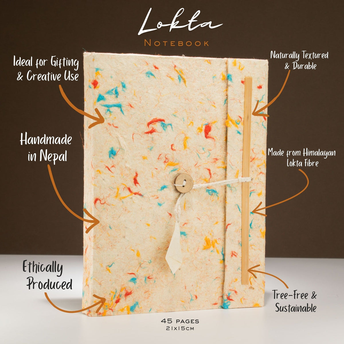 Lokta Mixed Cotton Fleck Notebook – Large, Bookmark – view 5