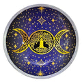 Triple Leg Enamelled Offering Plate - Purple Triple Moon