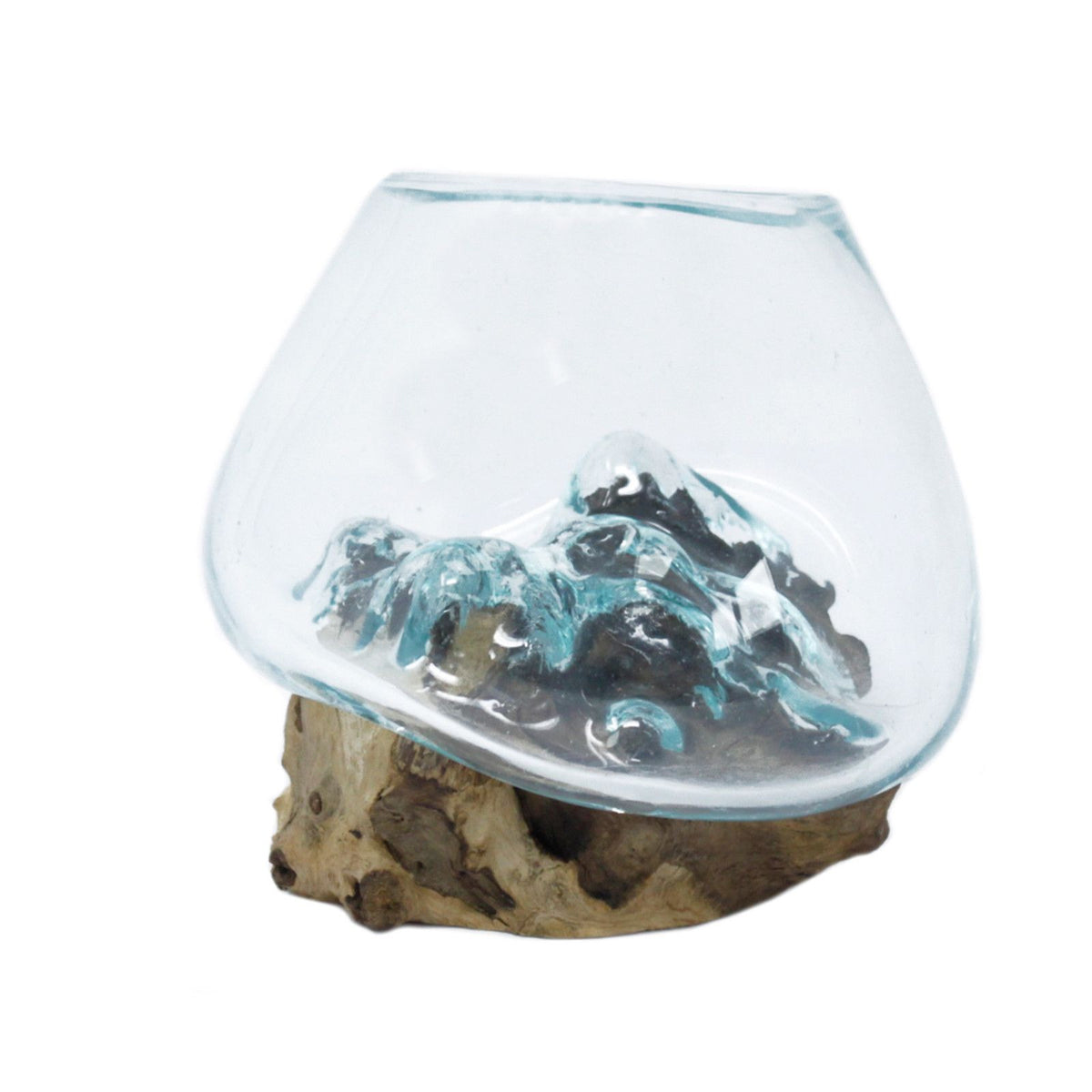 Molten Glass Bowl on Wood - Small