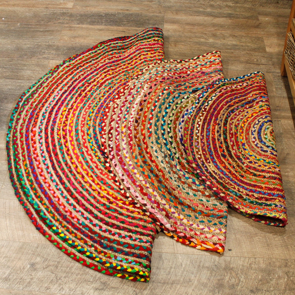 Round Jute and Recycled Cotton Rug - 90 cm – view 4