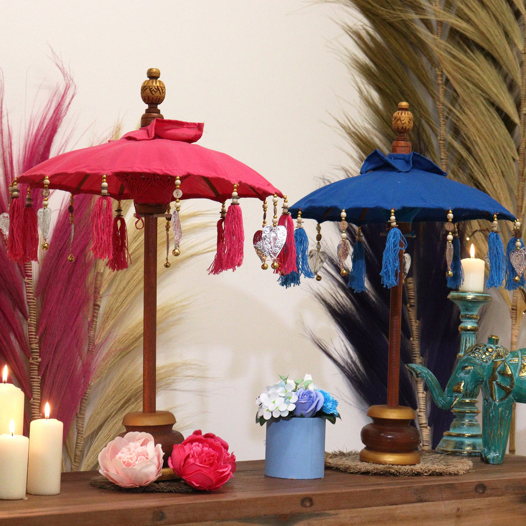 Bali Home Decor Parasol - Turquoise Cotton - 40 cm – view 5