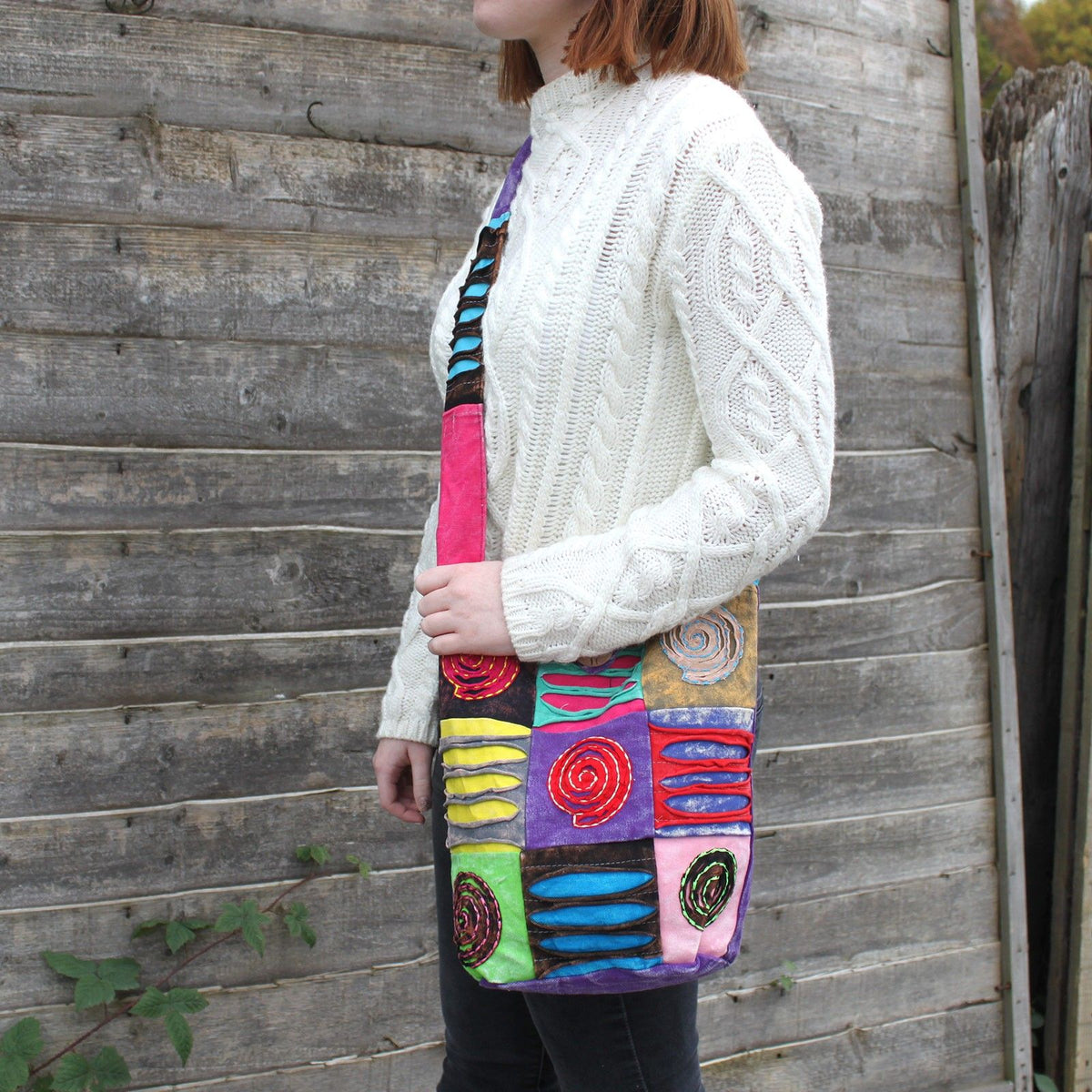 Ethnic Sling Bag - Purple Spiral Print – view 2