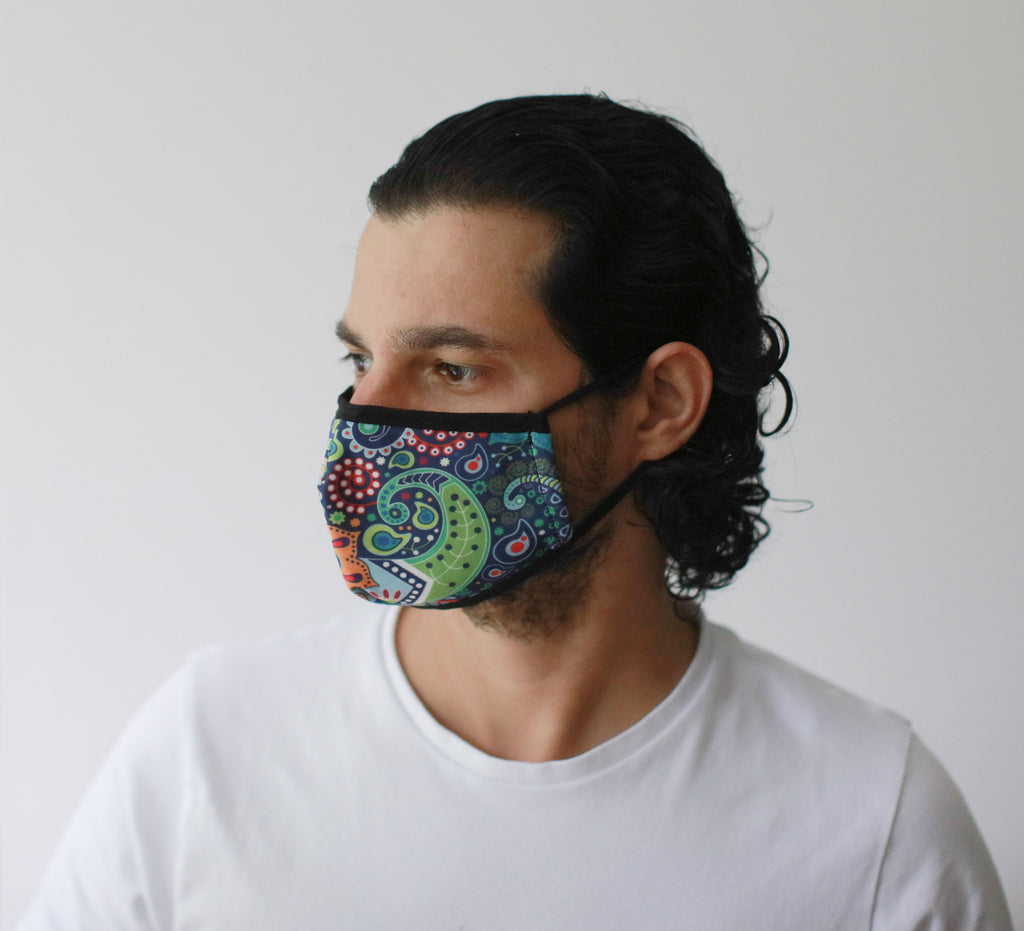 Reusable Fashion Face Covering - Funky Swirls Print – view 3