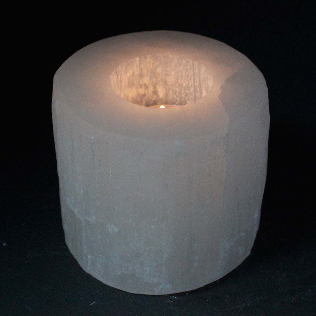 Selenite Cylinder Candle Holder - 8 cm – view 5