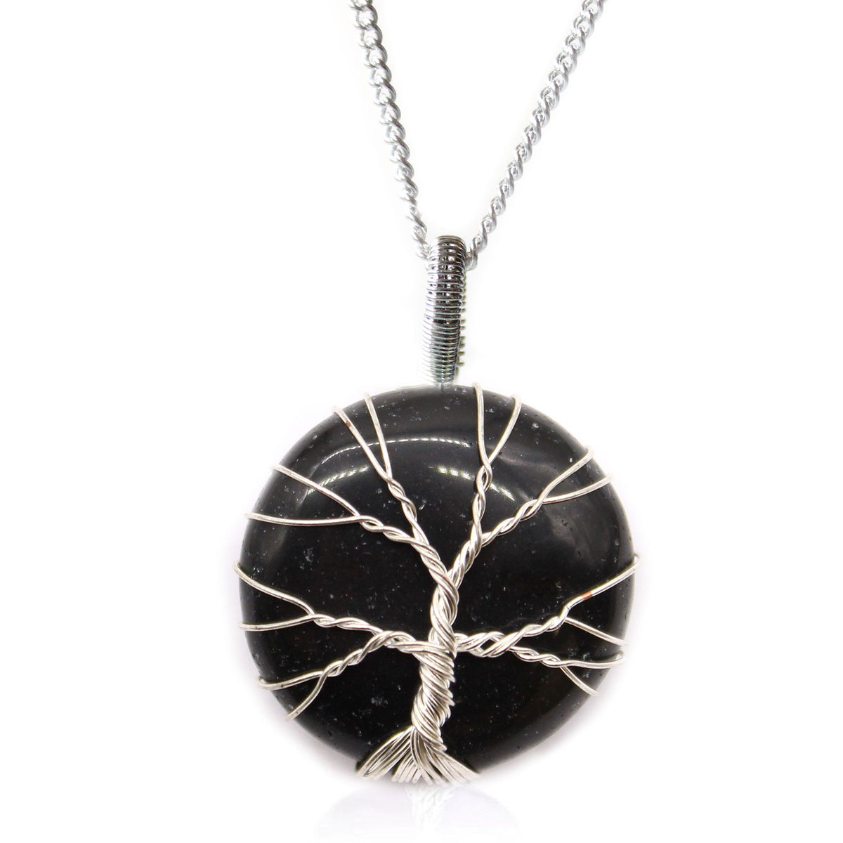 Tree of Life Black Onyx Gemstone Necklace – view 3