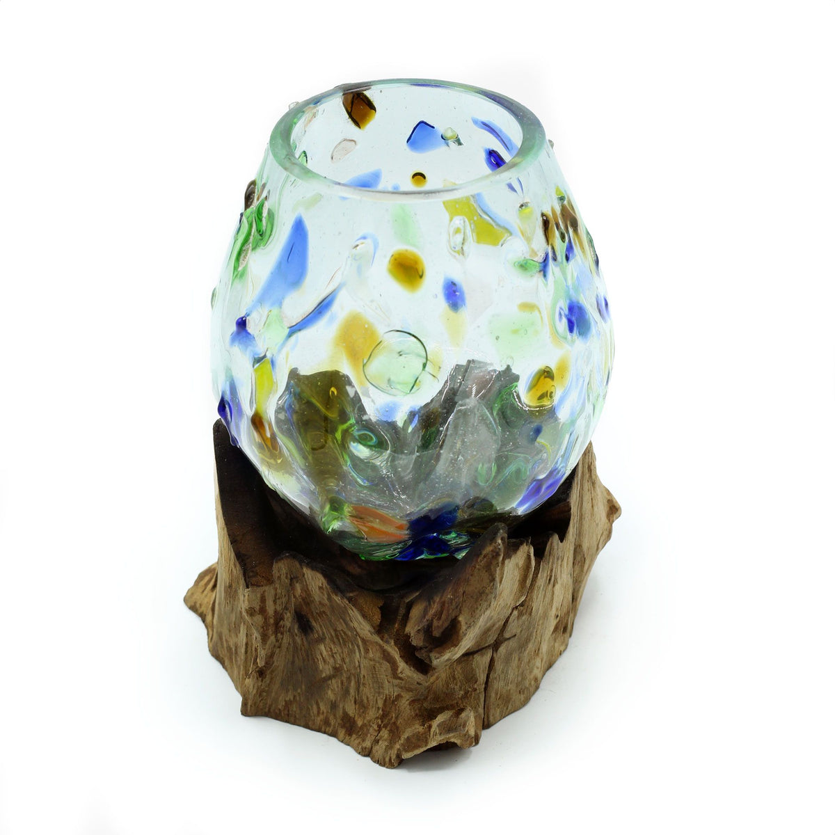 Molten Coloured Glass Bowl on Wood - Medium – view 2