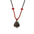 Silver Obsidian Buddha Cord Necklace Pendant