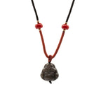 Silver Obsidian Buddha Cord Necklace Pendant