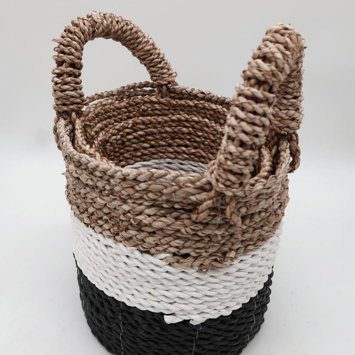 Seagrass Basket Set, 3 Pieces - Dark Grey, White, Natural – view 5