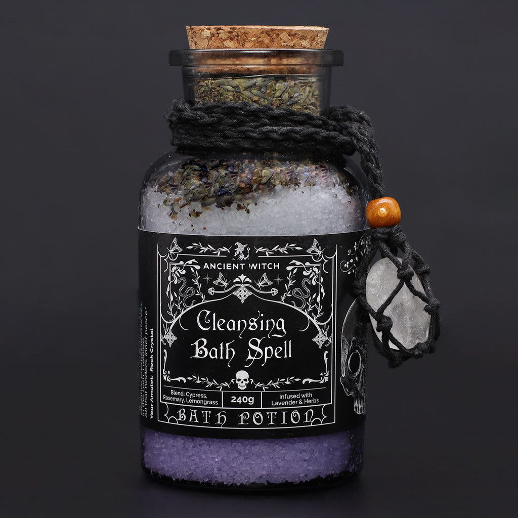 Ancient Witch Bath Spell Potion & Rock Crystal Amulet - Cleansing – view 4