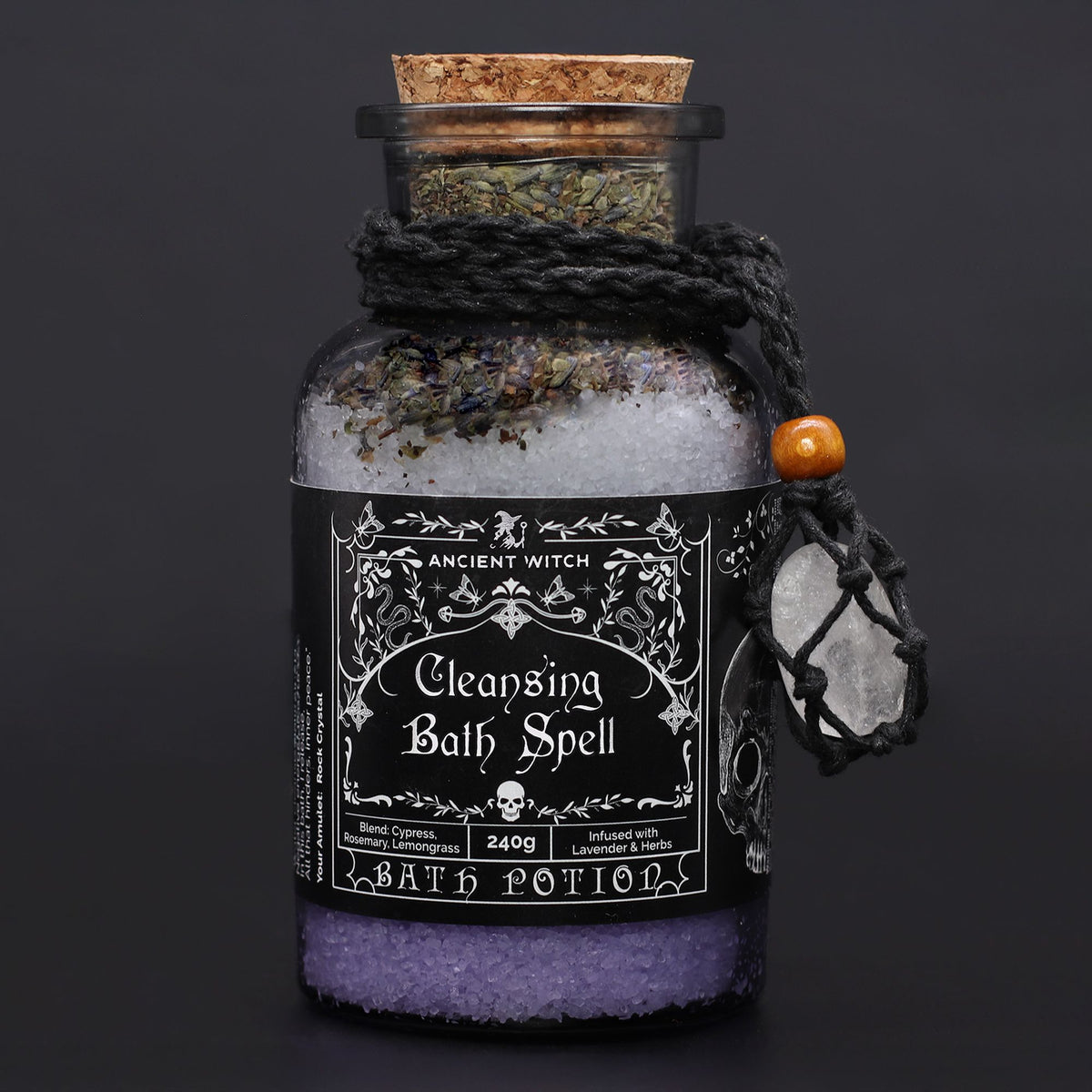 Ancient Witch Bath Spell Potion & Rock Crystal Amulet - Cleansing – view 4
