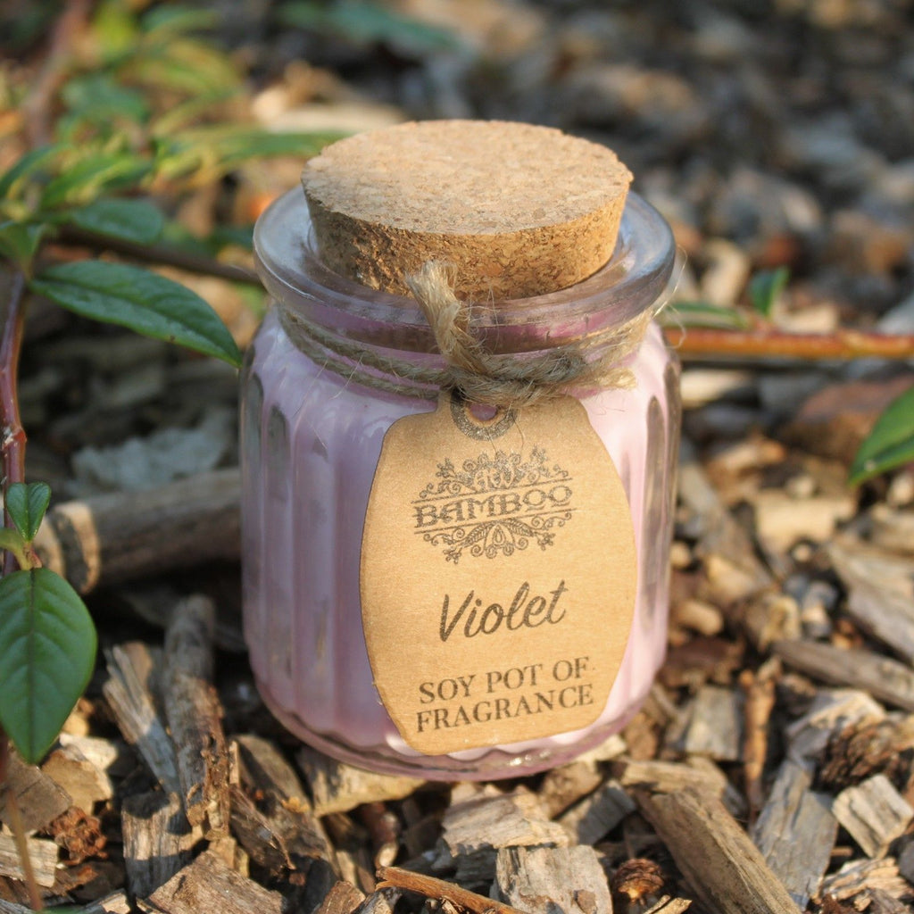 Violet Soy Wax Pot Candle in Glass Jar – view 2