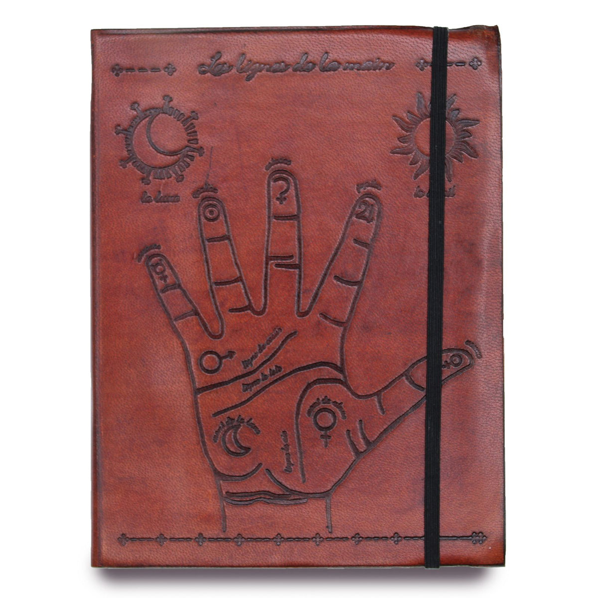 Medium Vegetable Tanned Leather Notebook with Strap – Palmistry – view 6