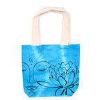 Tie-Dye Cotton Bag - Lotus Buddha - Blue - Natural Handle