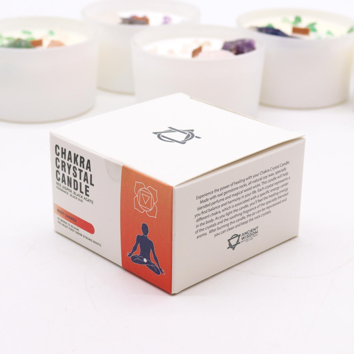 Root Chakra Crystal Candle - Black Oud with Red Jasper – view 4
