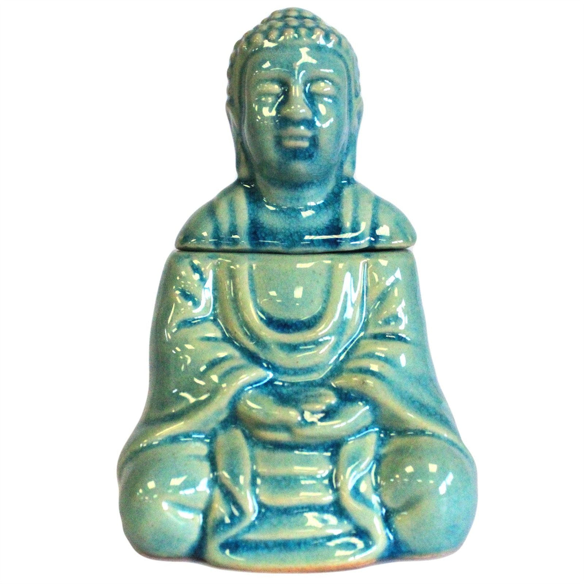 Sitting Buddha Ceramic Oil Burner - Blue – view 2