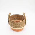 Straw & Seagrass Baskets, Natural and Orange, Set of 3