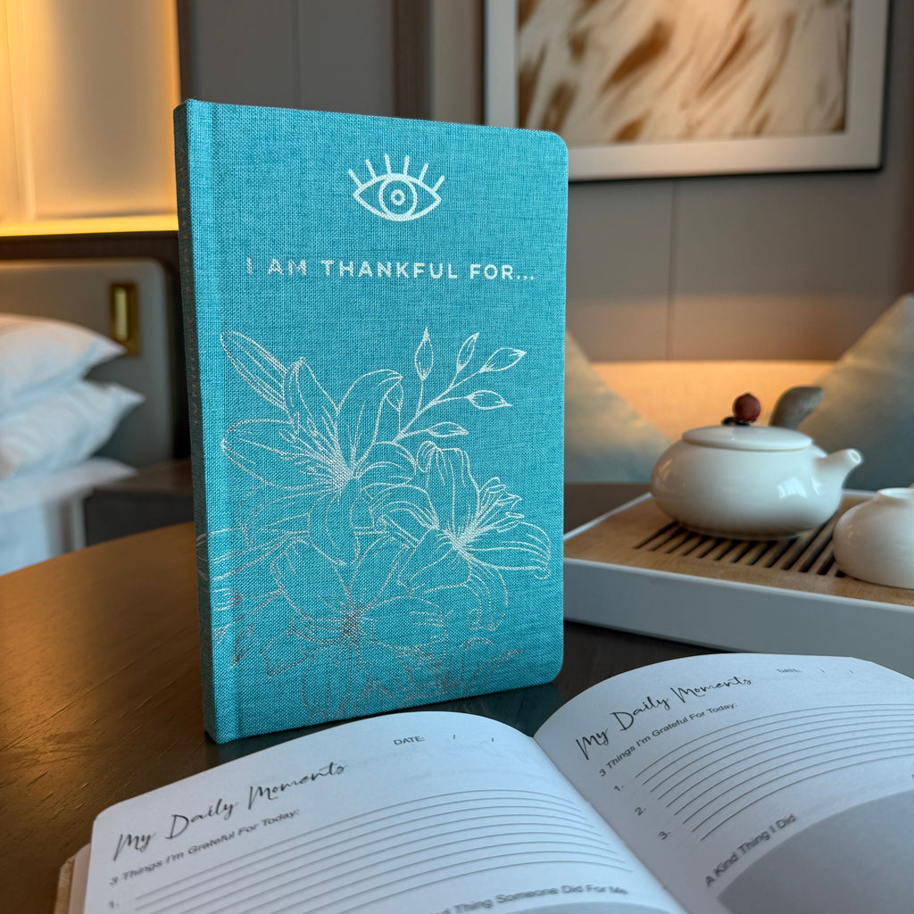 Blue Gratitude Journal with Silver Lining, 120 Pages