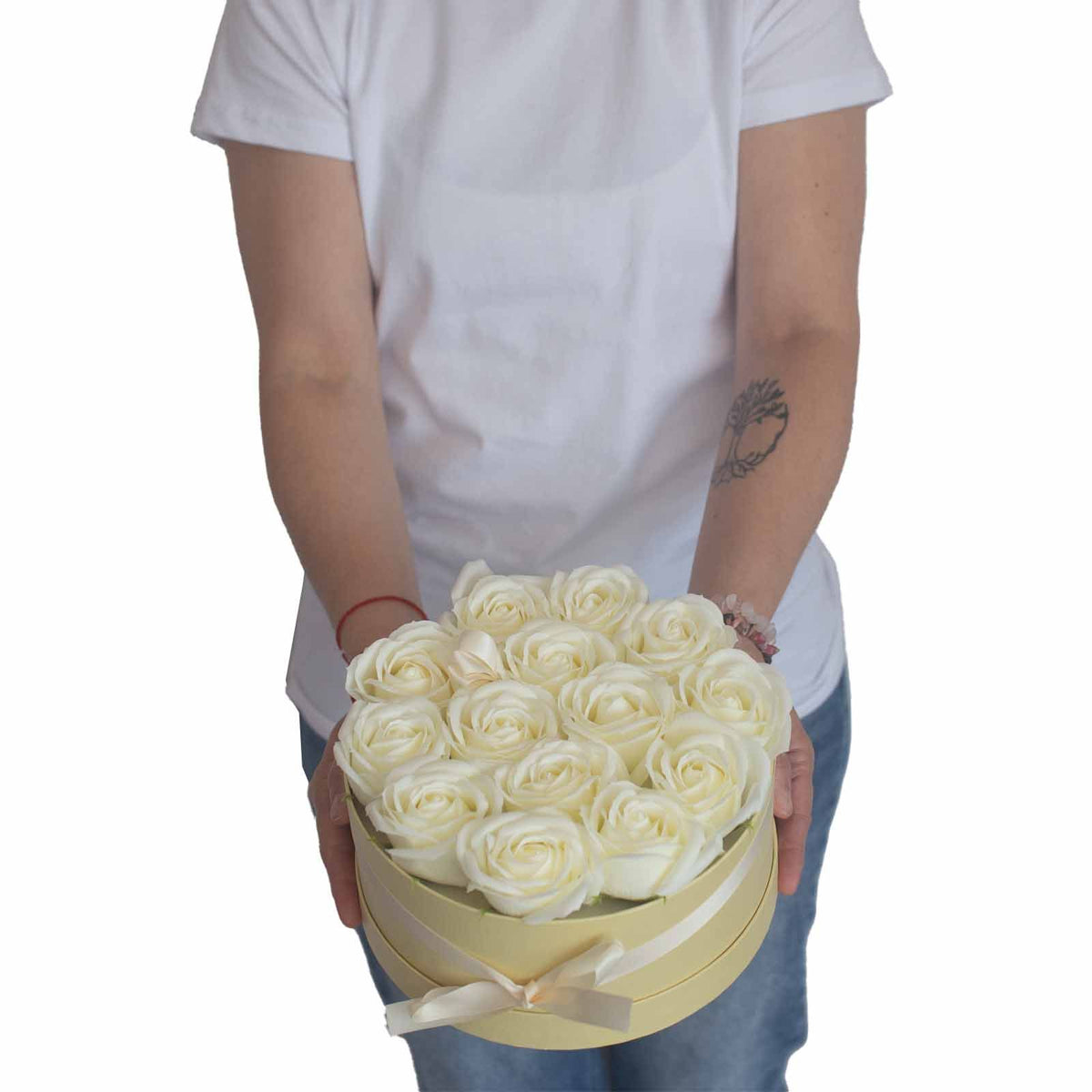 9 Cream Soap Roses Square Gift Box