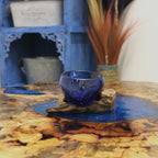 Molten Glass Mini Blue Bowl on Wood – view 2