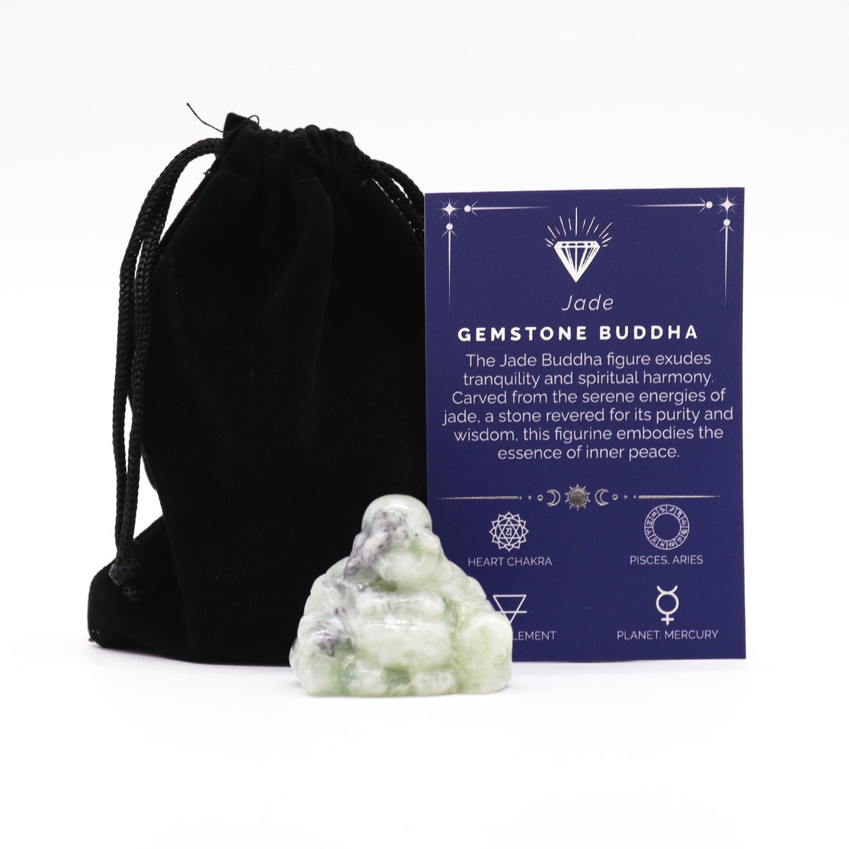 Jade Small Buddha Figure 35x40x23mm