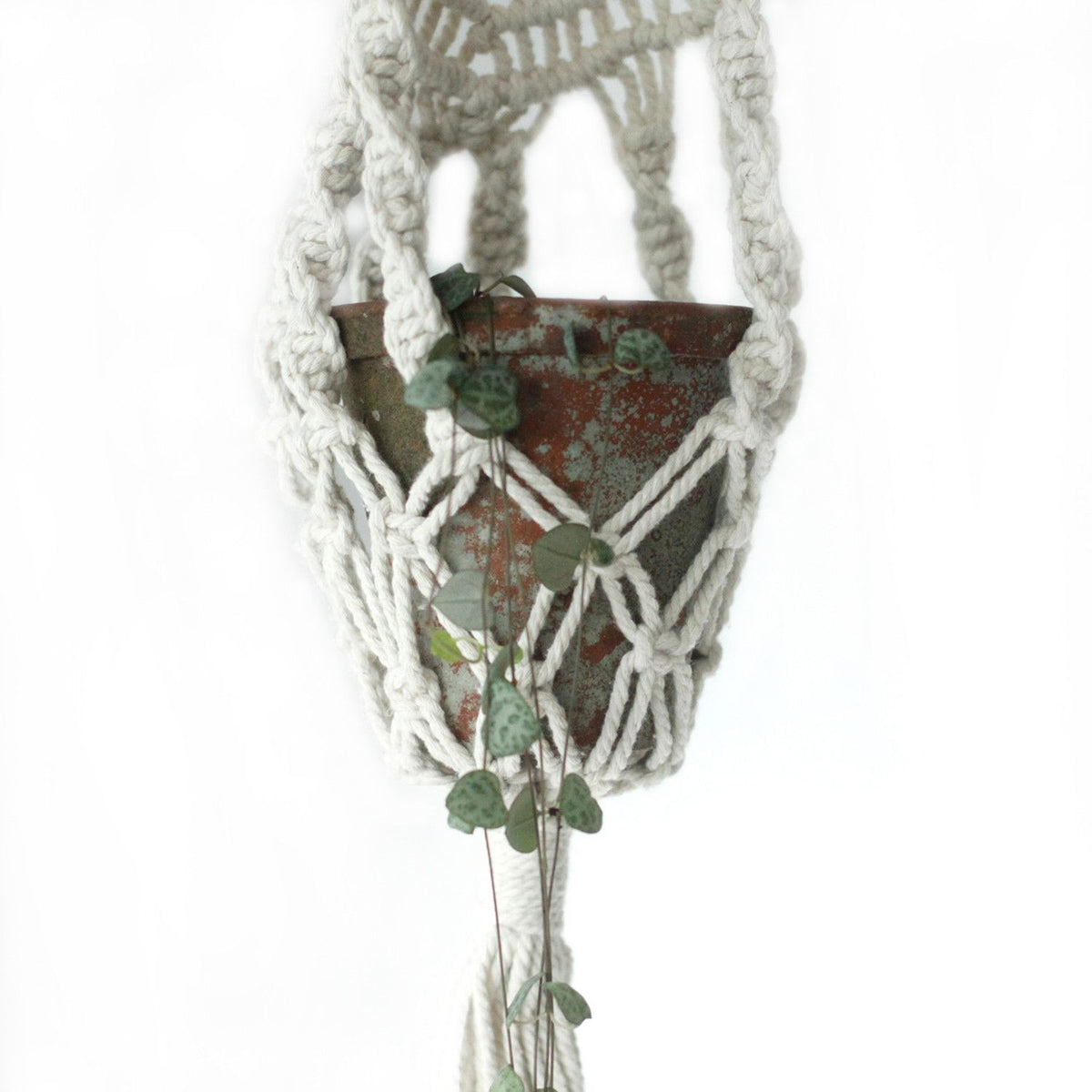 Macrame Plant Hanger with Rattan Hoop, 100cm – view 9