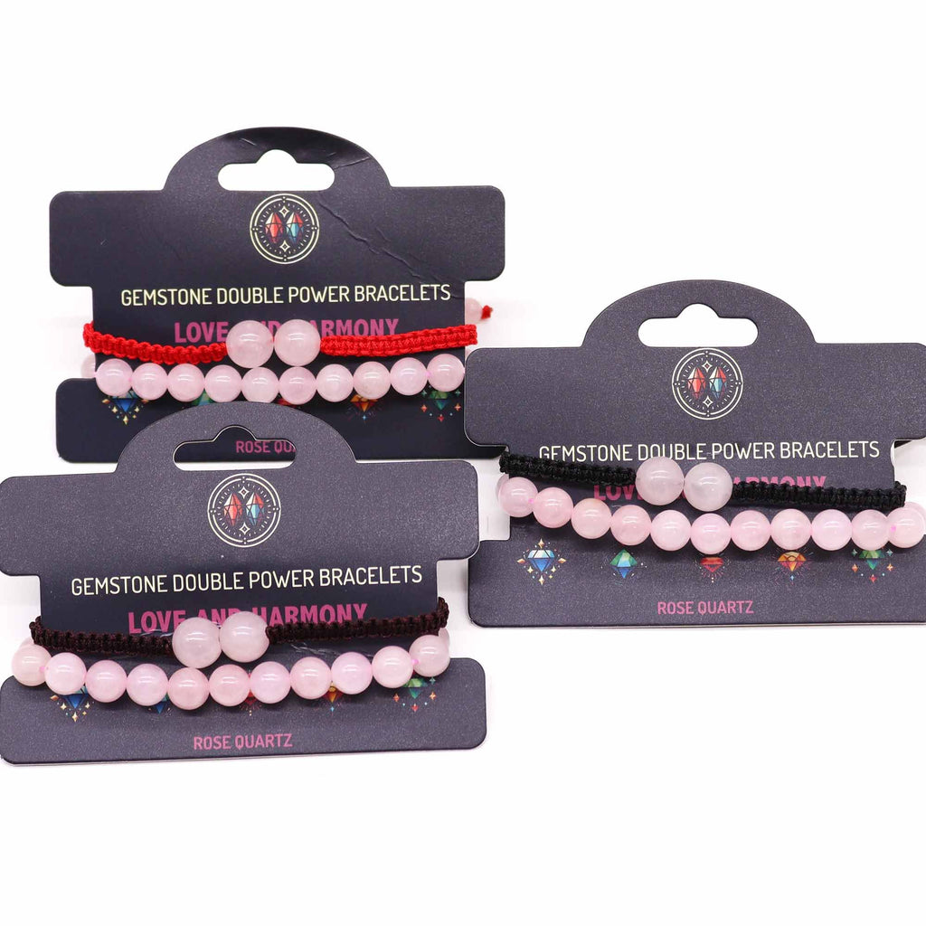 Rose Quartz Double Power Bracelet Set – view 3