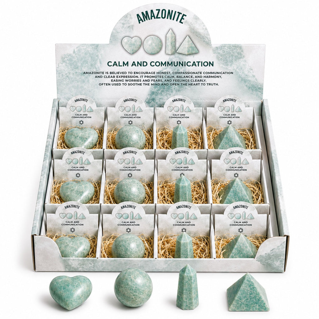 Amazonite Gemstone Shapes Set - Heart, Sphere, Obelisk, Pyramid – view 4