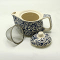 Small Herbal Teapot with Strainer - Blue Pattern