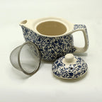Small Herbal Teapot with Strainer - Blue Pattern