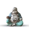 Vintage Hand Carved Buddha Statue, 30 cm, Blue Mint Happy Buddha